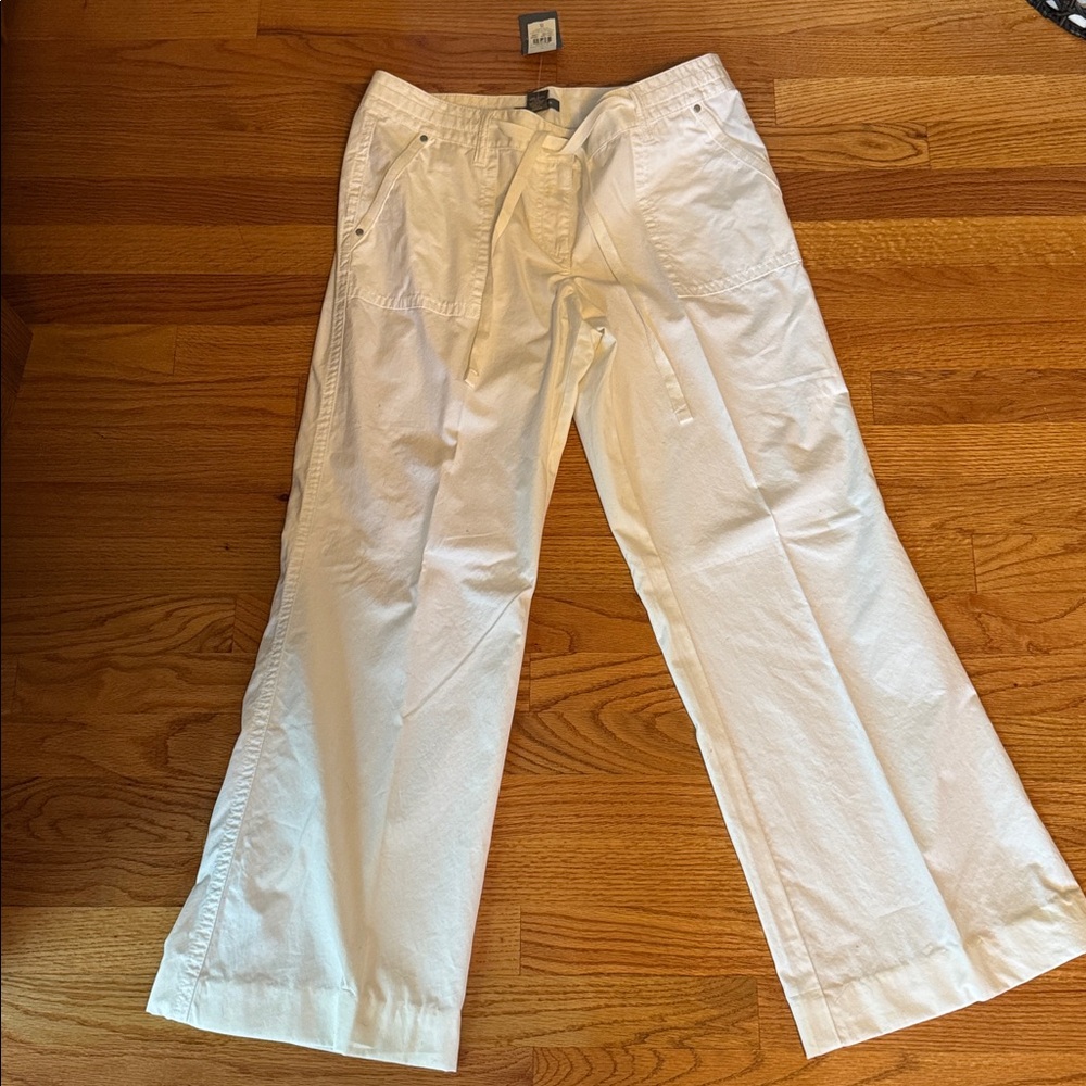 Ann Taylor Cream Wide-Leg Trousers